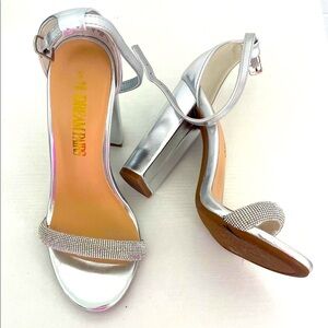 Silver Strappy Heels Dream Paris